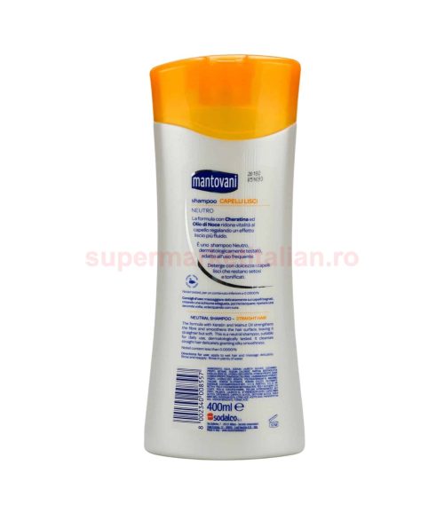Șampon Mantovani Păr Drept cu Cheratină 400 ml