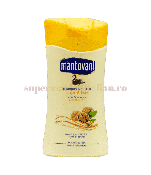Șampon Mantovani pentru păr drept cu Cheratină și Ulei de Nuci 250 ml