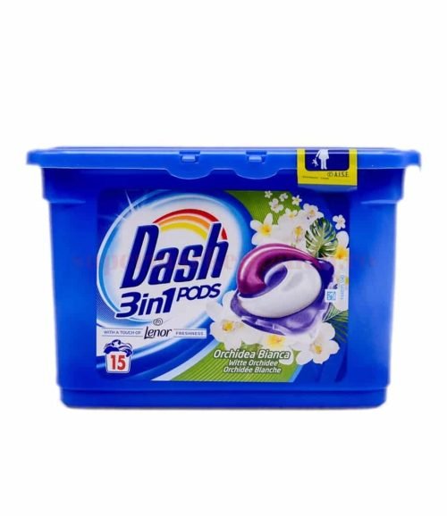 Detergent Dash Pods 3 în 1 cu Orhidee Alba 15 Pernuțe