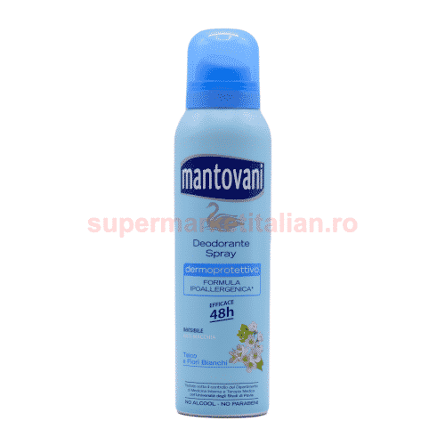 Deodorant Antiperspirant Mantovani Dermoprotectiv cu Talc și Flori Albe 150 ml