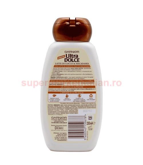 Șampon Garnier Ultra Dolce Hrănitor cu Lapte de Cocos și Ulei Macadamia 250 ml