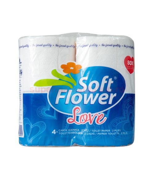 Hârtie igienică Soft Flower 2 straturi 200 foi 4 bucăți