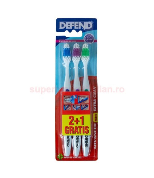 Periuță de dinți Defend Advanced Medium Extra Clean 3 bucăți