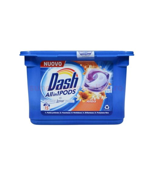 Detergent Dash Pods All in 1 cu Ambra 15 Pernuțe