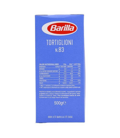 Paste tortiglioni nr. 83 Barilla 500 g