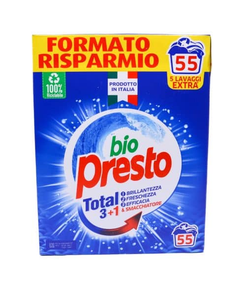 Detergent pulbere Bio Presto Total 3+1 55 spălări 2750 g