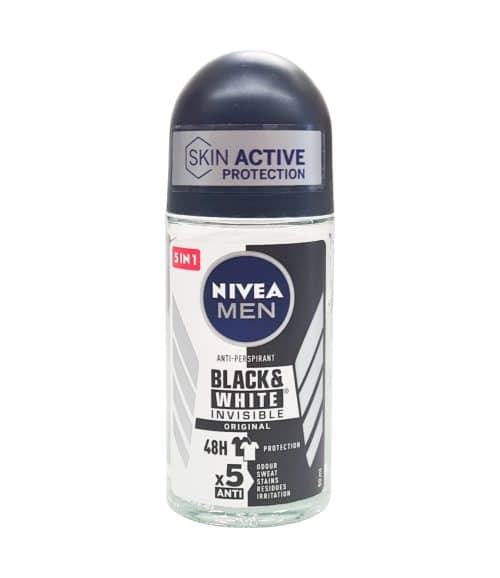 Deodorant antiperspirant roll-on Nivea Men Black & White Invisible Original 50 ml
