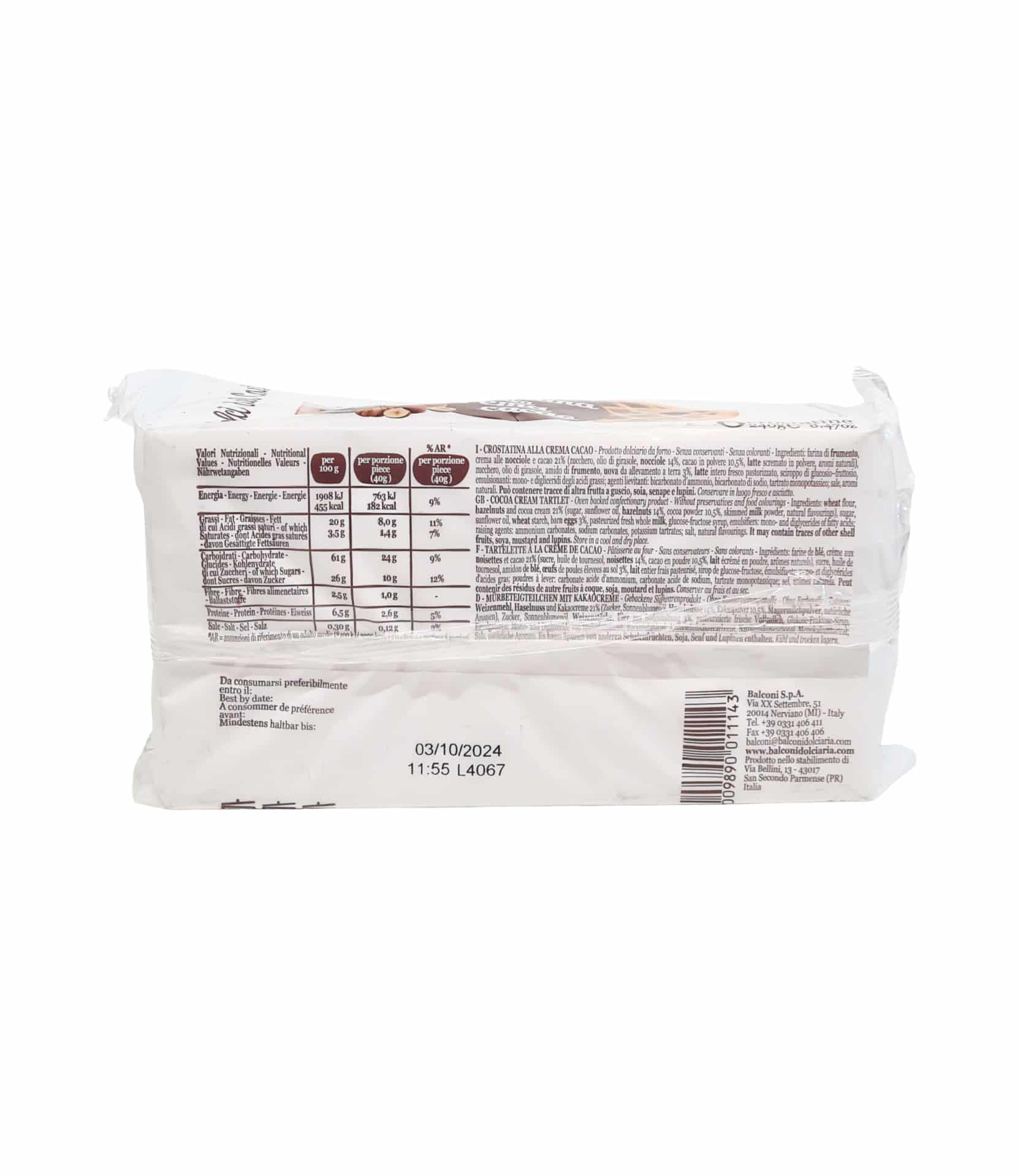 Tarte cu ciocolată Balconi 240 g • Super Market Italian